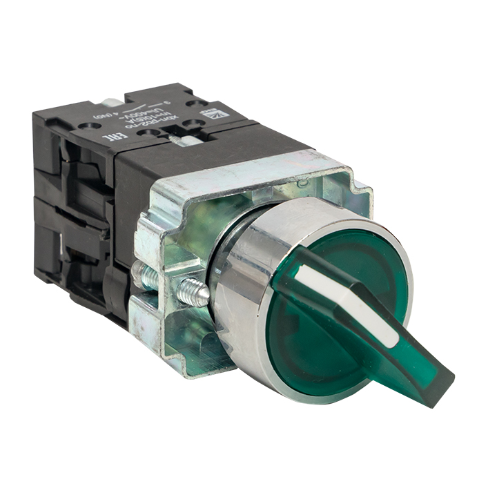 Переключатель BD33 3P c зеленой подсветкой 24В NO PROxima