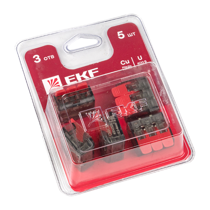 Клемма СМК 221-413 3 отверстия 0.2-4.0 мм2 блистер (5шт.) PROxima
