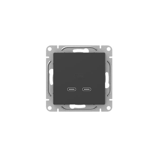 Эпика Механизм розетки USB-C - 2шт черный EKF