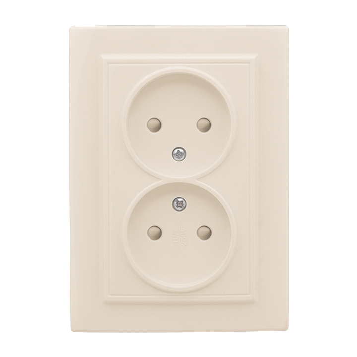 Розетка двухместная СП без заземления 10А бежевый с защитными шторками Минск
