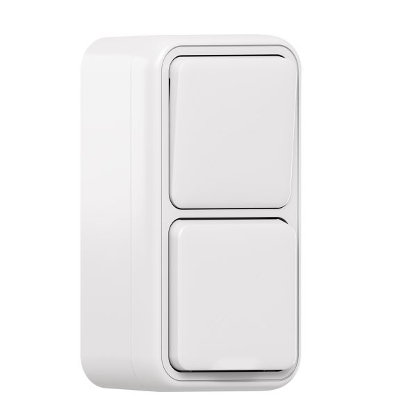 Блок: розетка и выключатель, одноклавишный, проходной ОП, винтовые клеммы белый, Бронто EKF