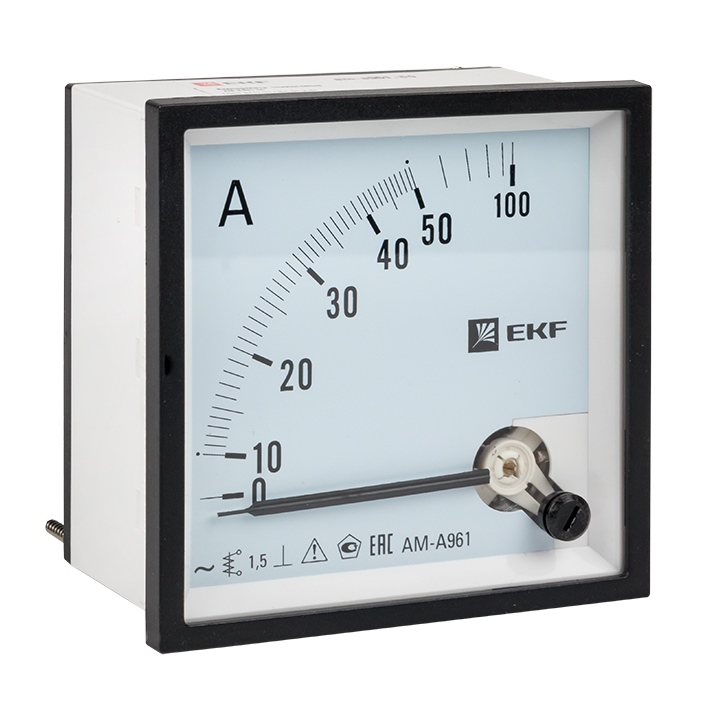 Амперметр аналоговый на панель 96х96 квадратный вырез 50А прямое подключение PROxima AM-A961