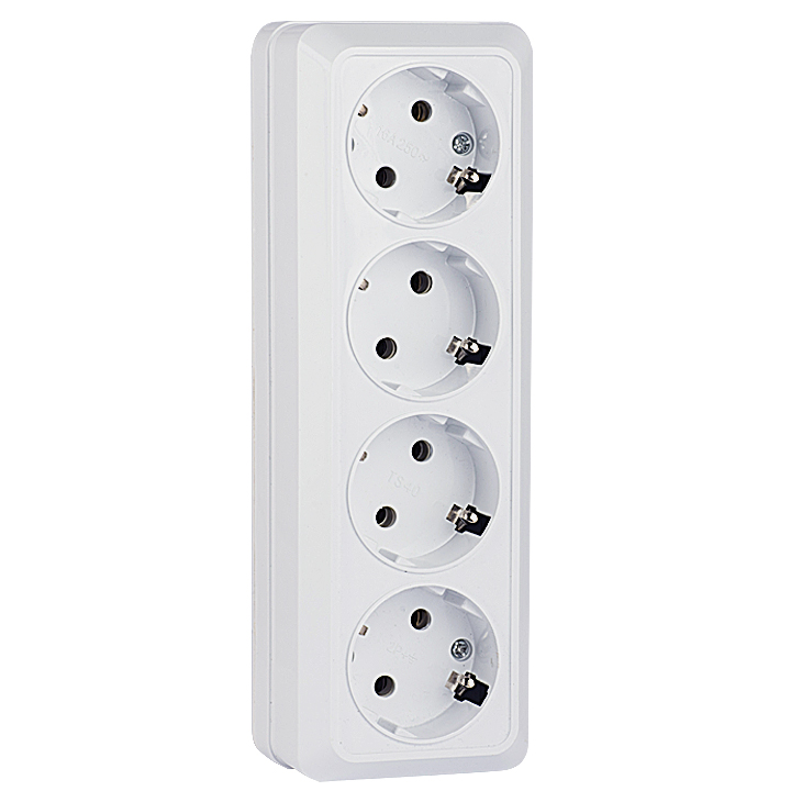 Розетка Рим 4-местная 16А с заземлением белая