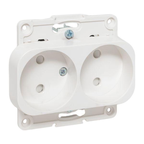 Стокгольм Механизм Розетки 2-местной б/з 10А белый с защ. штор.