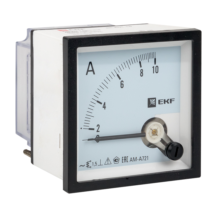 Амперметр аналоговый на панель 72х72 квадратный вырез 10А прямое подключение PROxima AM-A721