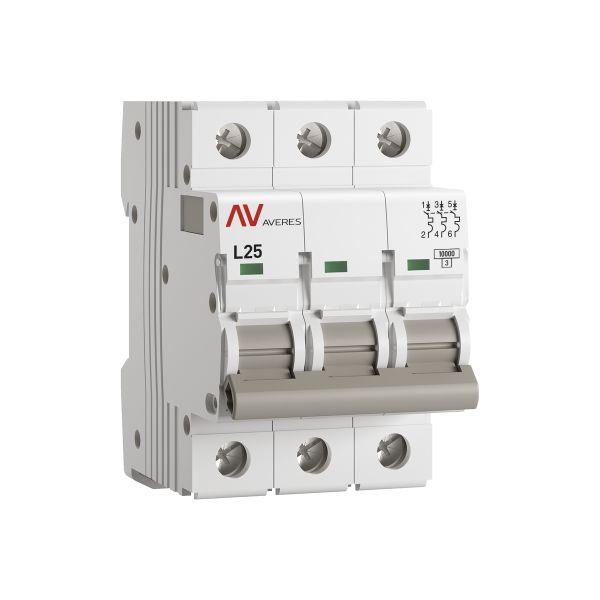 Выключатель автоматический AV-10 3P 25A (L) 10kA AVERES