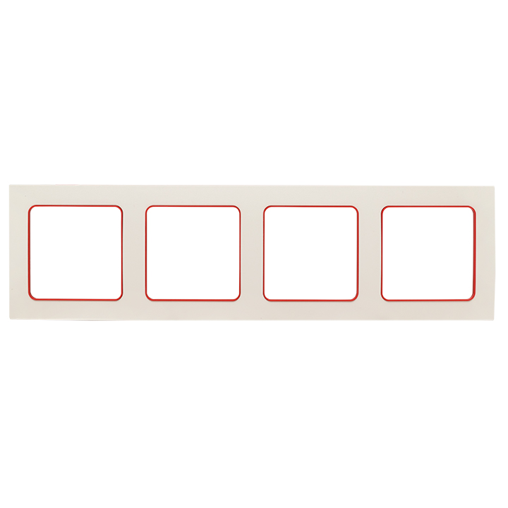 Стокгольм Рамка 4-местная белая с линией цвета красный