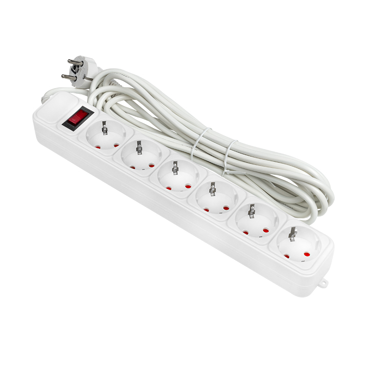 Фильтр сетевой 6x5м 10А/2.2кВт с выключателем с заземлением ПВС 3х0.75 Блокбастер PROxima