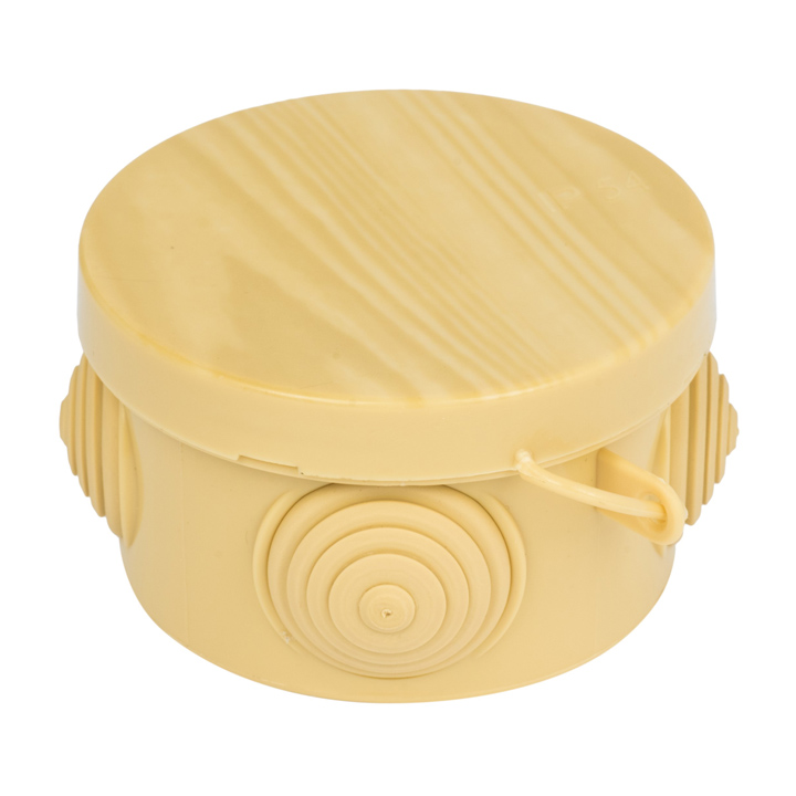 Коробка распаячная КМР-040-038 с крышкой (73х43) 4 мембранных ввода светлое дерево IP54 PROxima