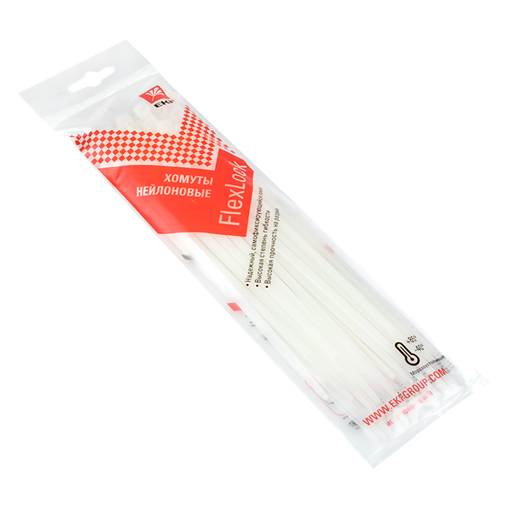 Хомут P6.6 стандартный белый 4.8x200 (100шт) FlexLock PROxima