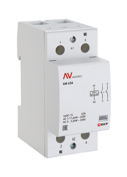 Контактор модульный КМ 63А 2NО 110VAC (2 мод.) AVERES EKF