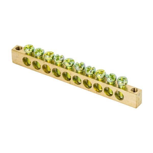 Шина PEN ноль-земля 6х9мм 10 отверстий латунь крепеж по краям PROxima