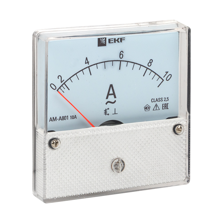Амперметр аналоговый на панель 80х80 круглый вырез 10А прямое подключение AM-A801