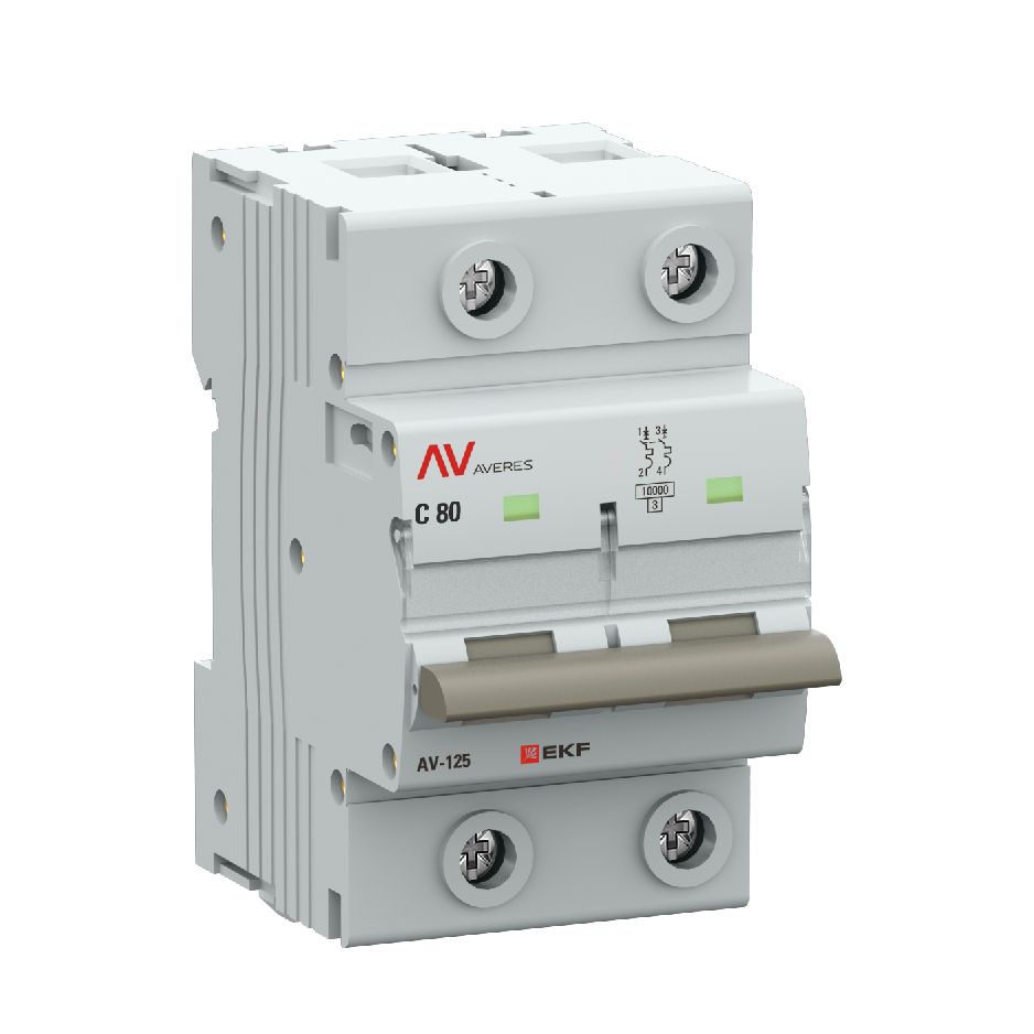 Выключатель автоматический AV-125 2P 80A (D) 10kA AVERES