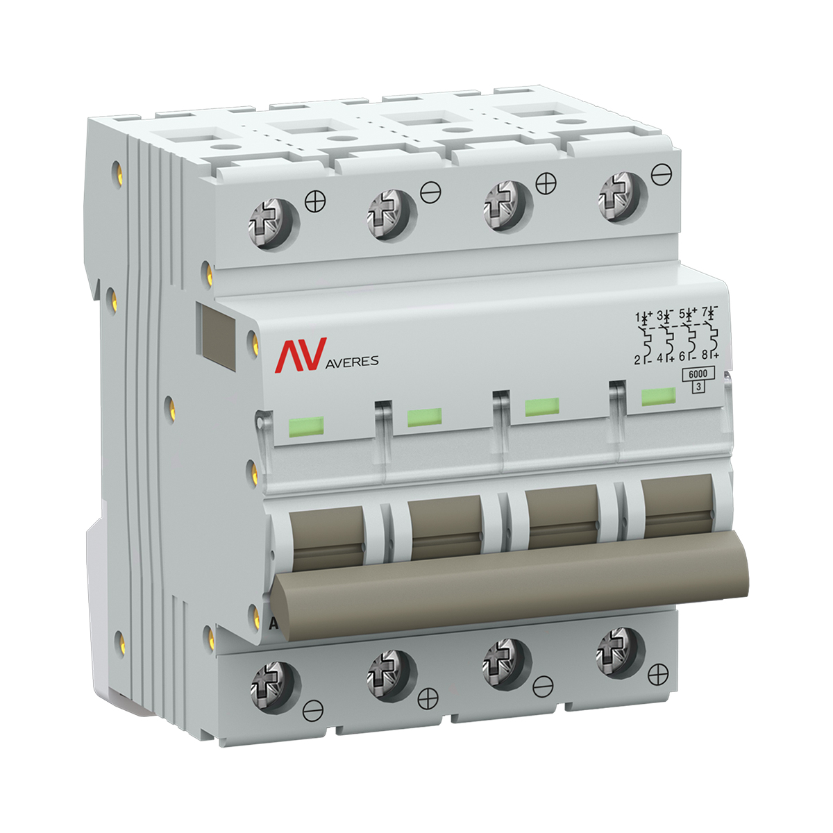 Выключатель автоматический AV-6 DC 4P 1A (C) 6kA AVERES