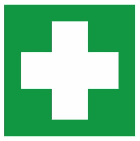 Знак медицинского и санитарного назначения EC 01 ''Аптечка первой медицинской помощи'' 150х150 мм, пластик ГОСТ Р 12.4.026-2001