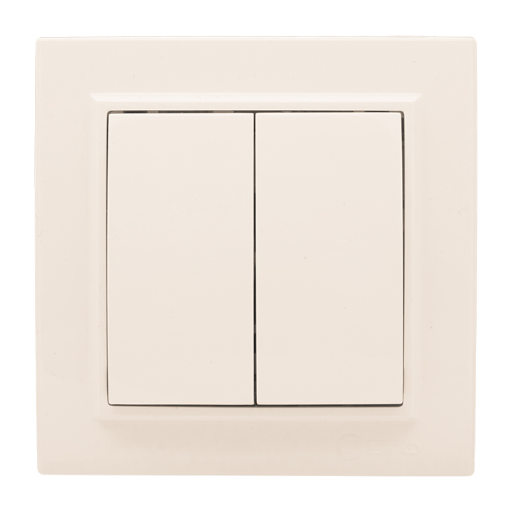 Выключатель двухклавишный СП 10А бежевый Минск