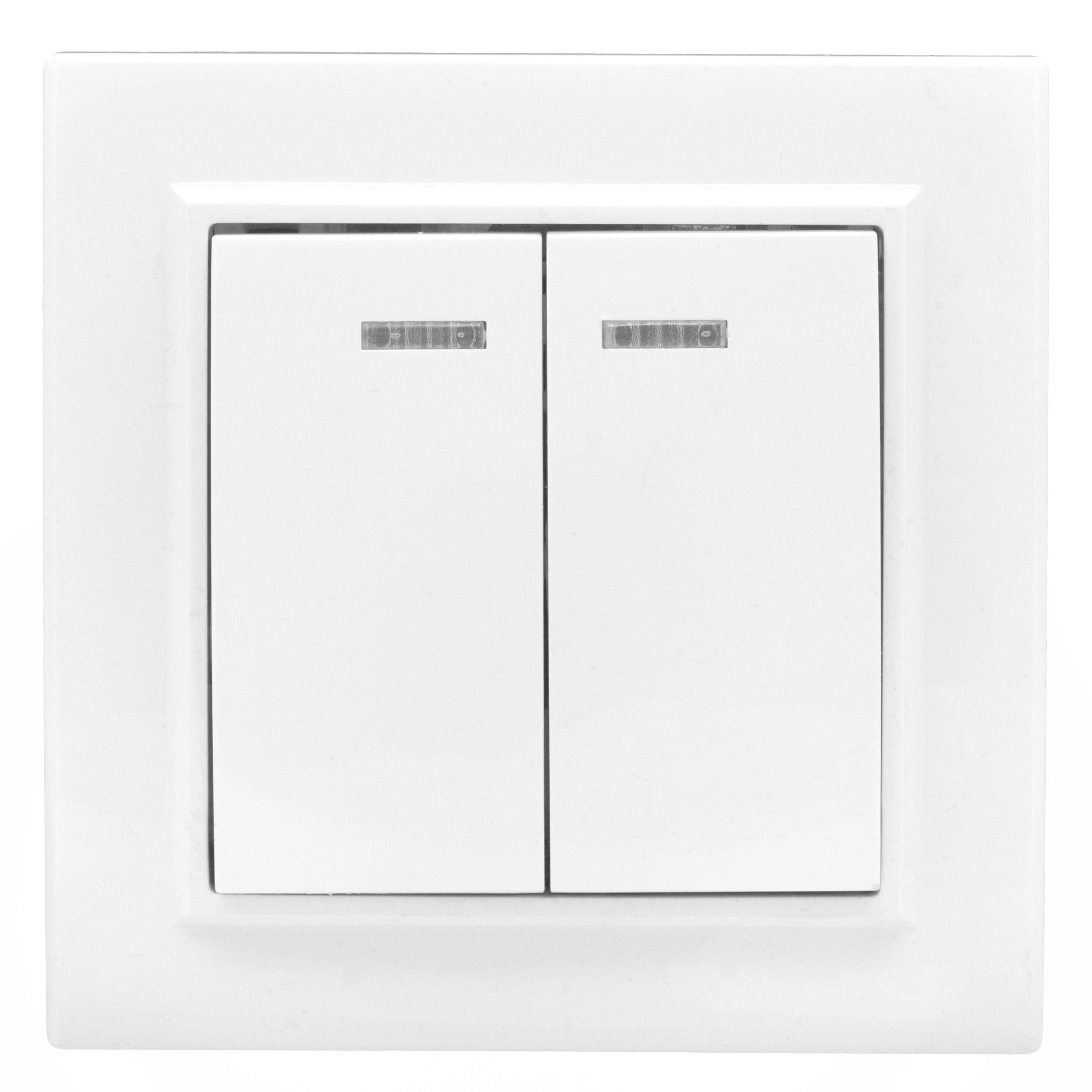 Выключатель Минск двухклавишный СП с индикатором 10А белый