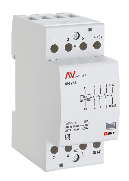 Контактор модульный КМ 25А 3NO+1NC 110VAC (2 мод.) AVERES EKF