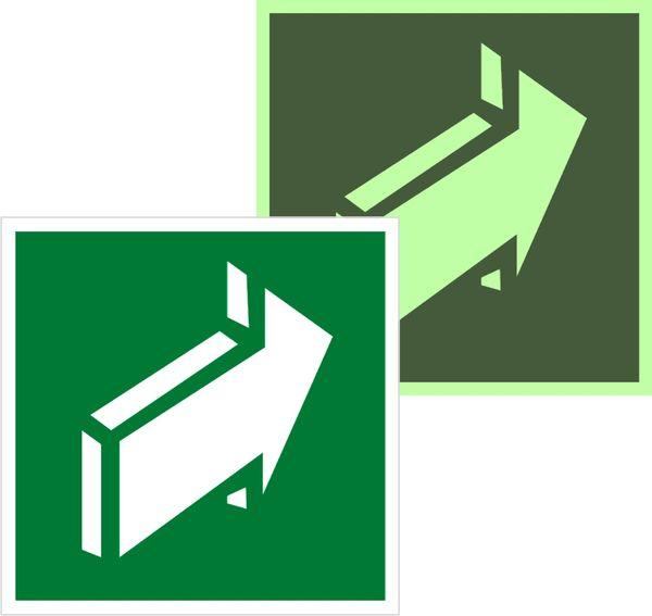 Знак эвакуационный E 18 ''Открывать движением от себя'' 200х200 мм, пленка самоклеящаяся с фотолюминесцентным покрытием ГОСТ Р 12.4.026-2001