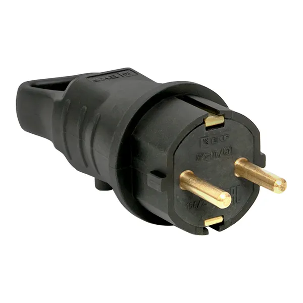 Вилка угловая каучуковая с кольцом 230В 2P+PE 16A IP44 PROxima