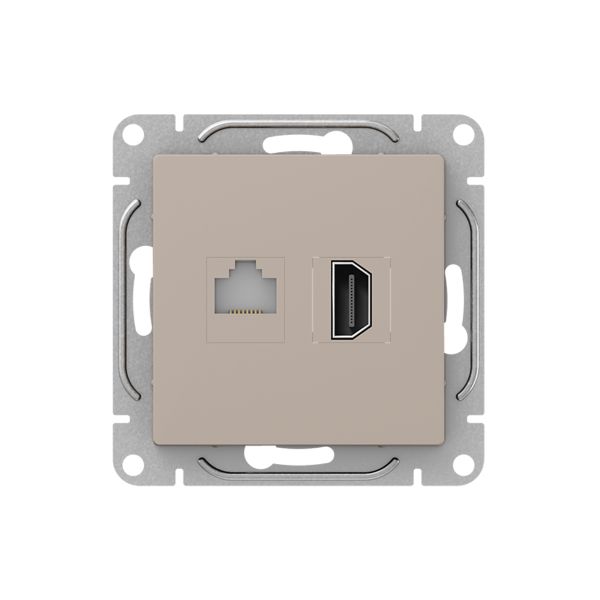 Механизм розетки HDMI+RJ45 (cat5)  кремовый Эпика EKF