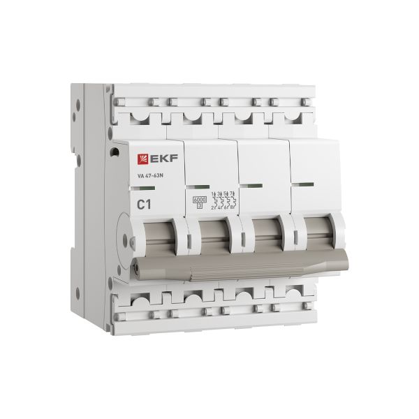 Выключатель автоматический ВА 47-63N 4P 1А (C) 6кА PROXIMA