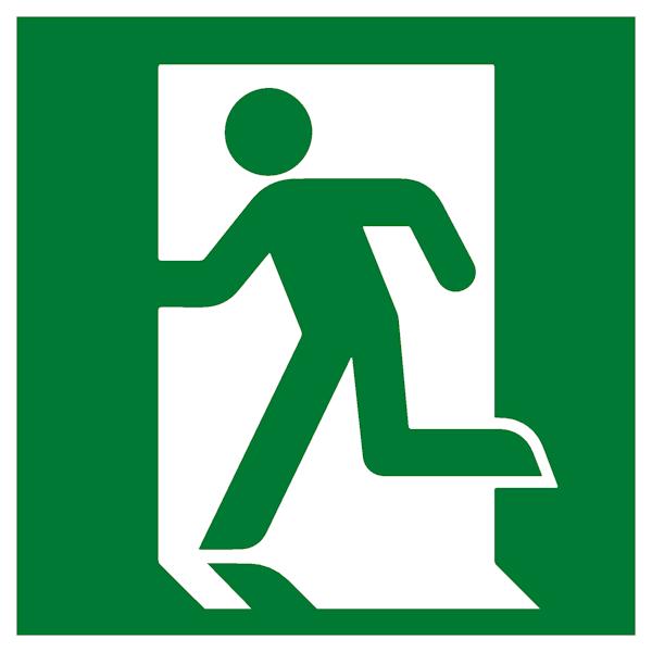 Знак эвакуационный E 01-01 ''Выход здесь'' (левосторонний) 200х200 мм, пластик