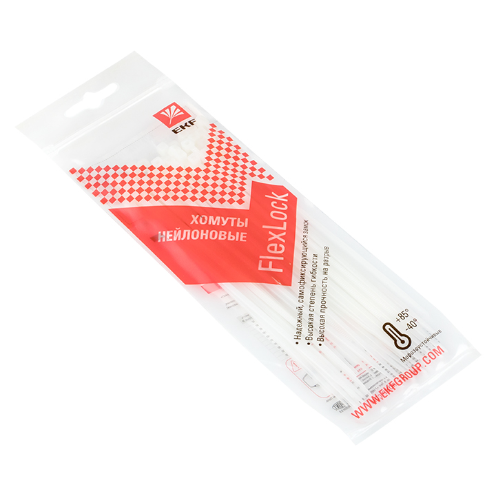 Хомут P6.6 стандартный белый 2.5x160 (100шт) FlexLock PROxima