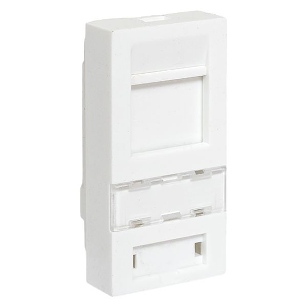 Вставка розеточная TERACOM PRO 45x22.5мм формат Mosaic на 1 модуль Keystone со шторкой и маркером белая