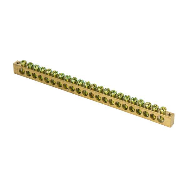 Шина PEN ноль-земля 6х9мм 22 отверстия латунь крепеж по краям PROxima