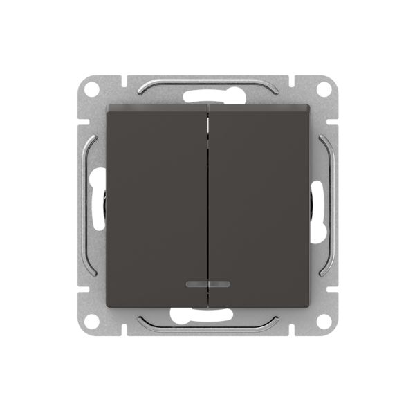 Механизм выключателя. двухклавишный. с подсветкой. мокко Эпика EKF