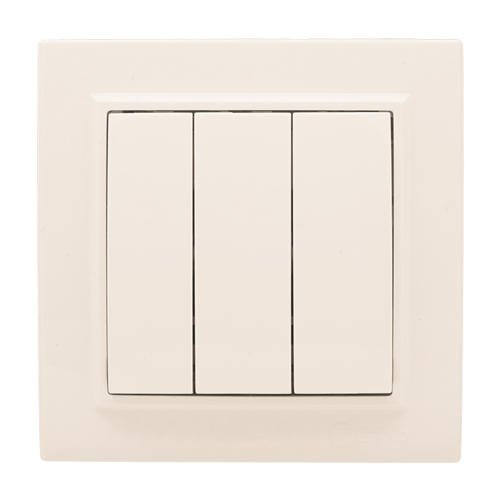 Выключатель трехклавишный СП 10А бежевый Минск