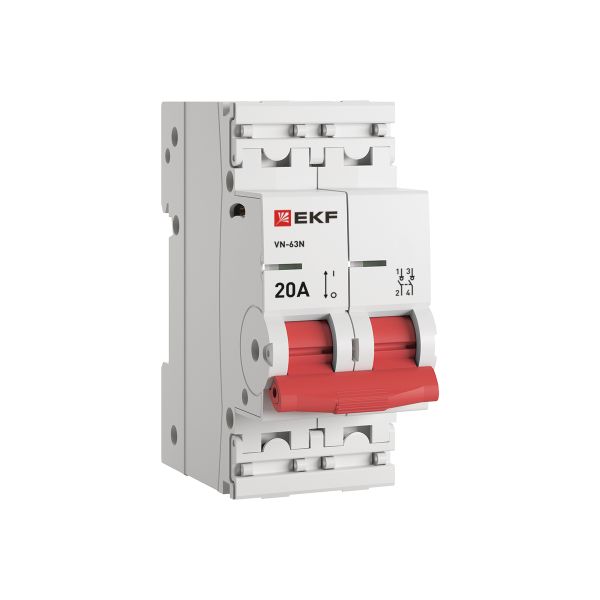 Выключатель нагрузки (ВН) двухполюсный 2P 20А ВН-63N S63220 PROXIMA EKF