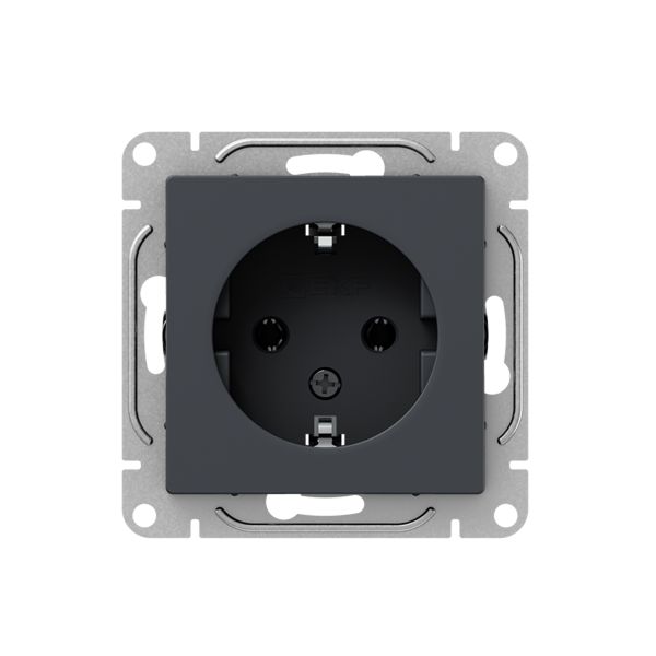 Механизм розетки  16А  с заземлением  без шторок  графит Эпика EKF