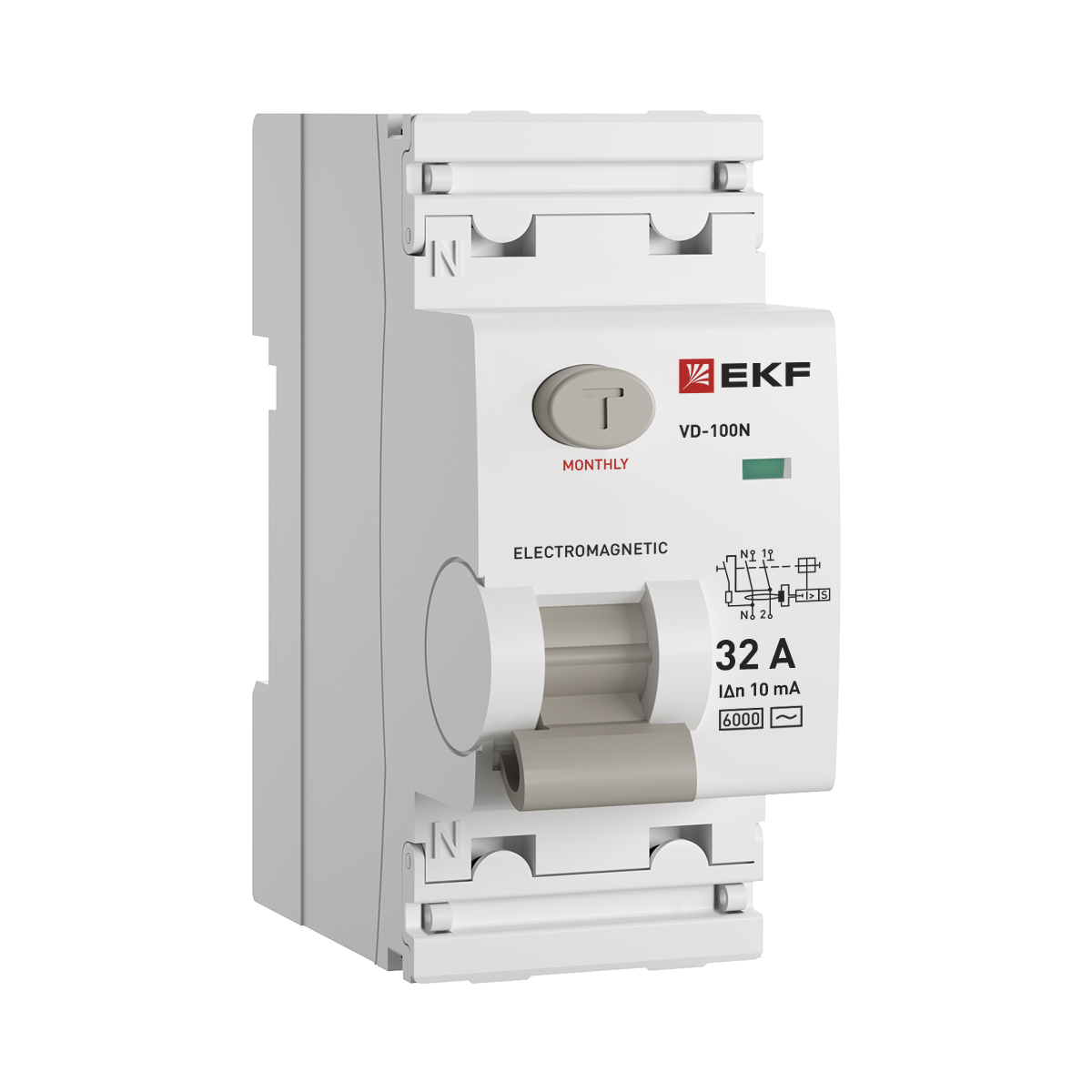 Выключатель дифференциального тока (ВД) двухполюсный 2P 32А 10mA (AC) эл-мех ВД-100N E1026M3210 PROXIMA EKF