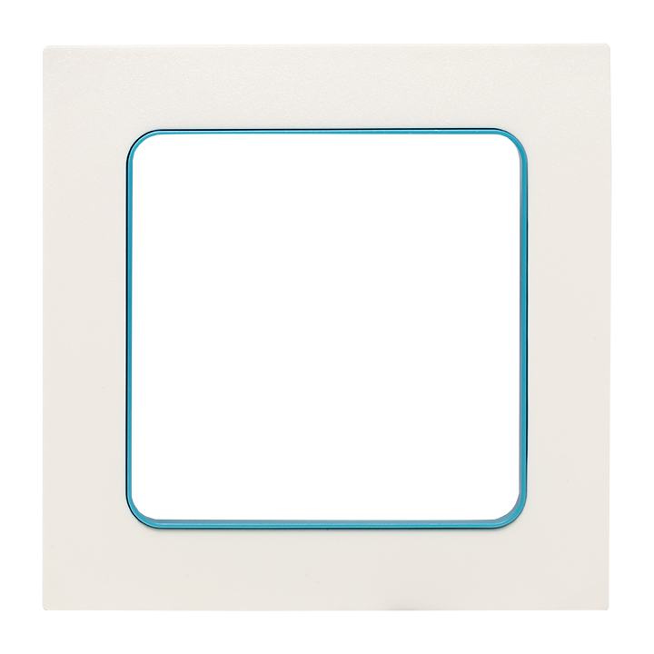 Стокгольм Рамка 1-местная белая с линией цвета синий