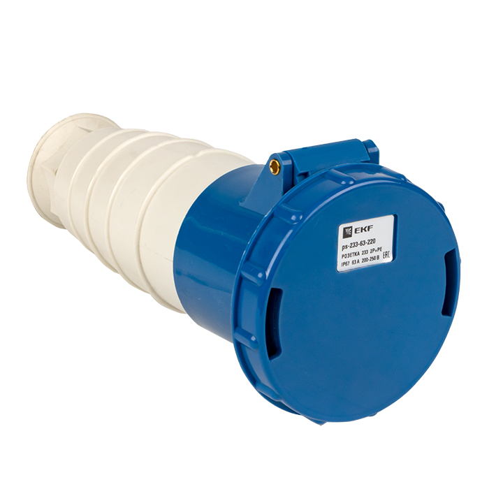 Розетка кабельная 63А 2Р+Е IP44 переносная 220В 233