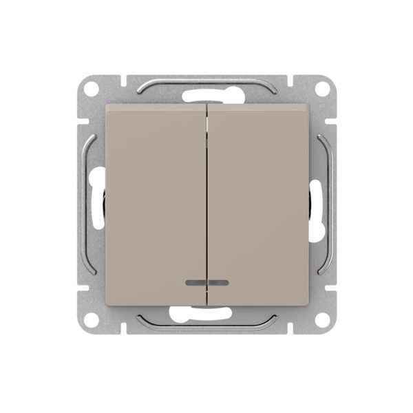 Механизм выключателя. двухклавишный. с подсветкой. кремовый Эпика EKF