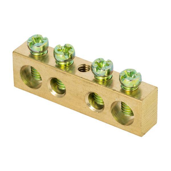 Шина PEN ноль-земля 8х12мм 4 отверстия латунь крепеж по центру PROxima