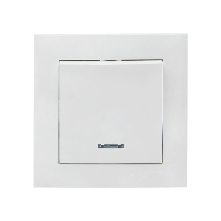 Валенсия выключатель 1-кл. 10А белый с индикатором