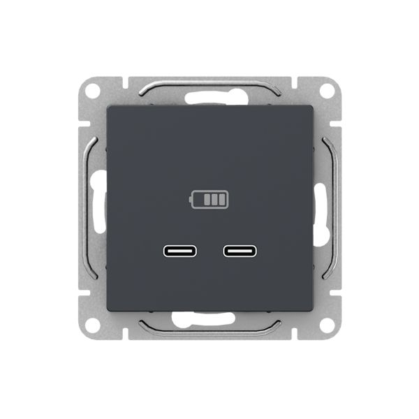 Механизм розетки USB-C - 2шт  графит Эпика EKF
