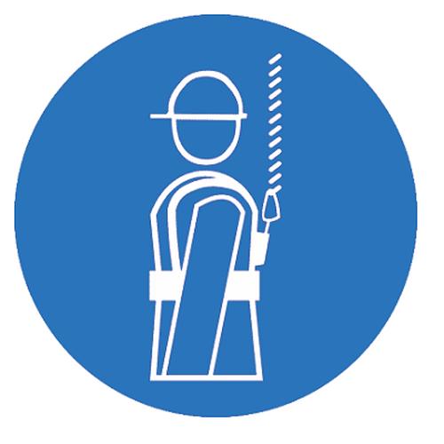 Знак M 09 ''Работать в предохранительном (страховочном) поясе'' ф200 мм, пластик ГОСТ Р 12.4.026-2001