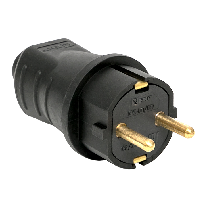 Вилка прямая каучуковая 230В 2P+PE 16A IP44 Марс