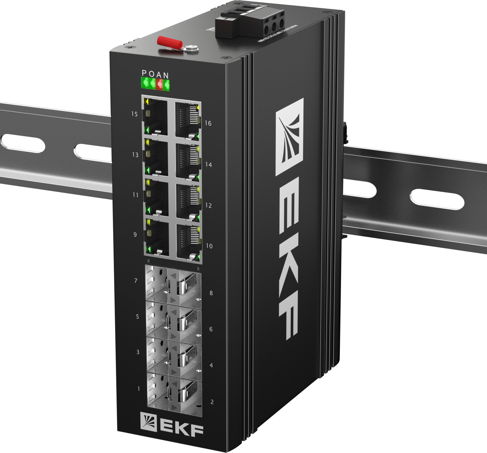 Коммутатор промышленный неуправляемый U-8GX/SFP-8GT, 8 портов 1000Base-X SFP, 8 портов 10/100/1000Base-T(X) RJ45, монтаж на динрейку TSX EKF