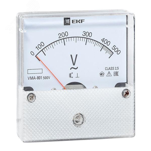 Изображение товара Вольтметр VM-A801 аналоговый на панель 80х80 круглый вырез 500 В прямое подключение