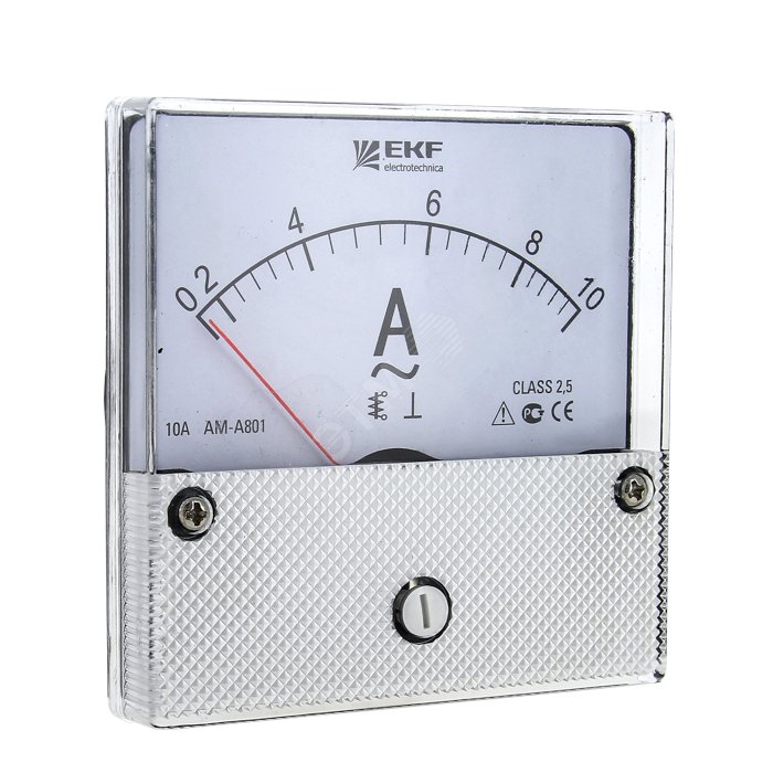 Амперметр AM-A801 аналоговый на панель 80х80 (круглый вырез) 10А прямое подключение am-a801-10 EKF