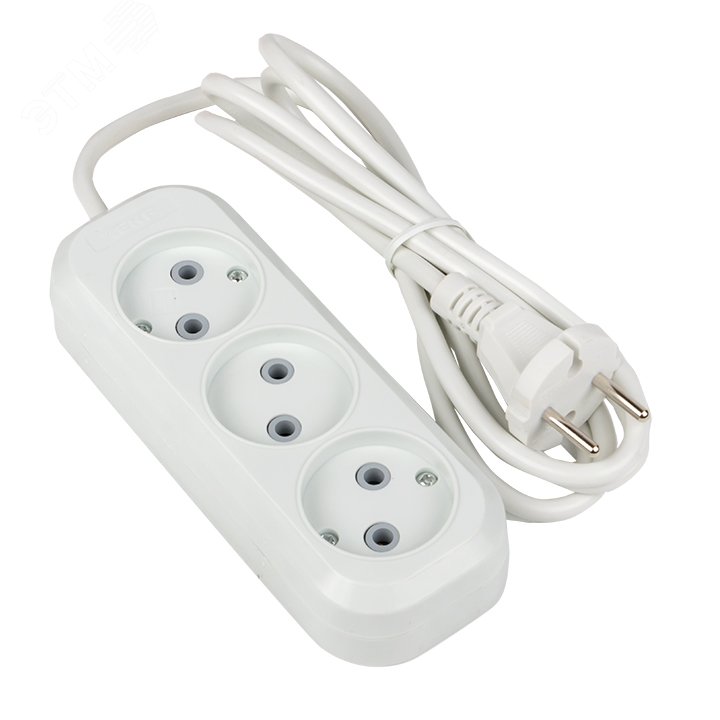 Изображение товара Удлинитель бытовой Эксперт 3 гнезда 2 м 10А без заземления ПВС 2х0.75 EKF