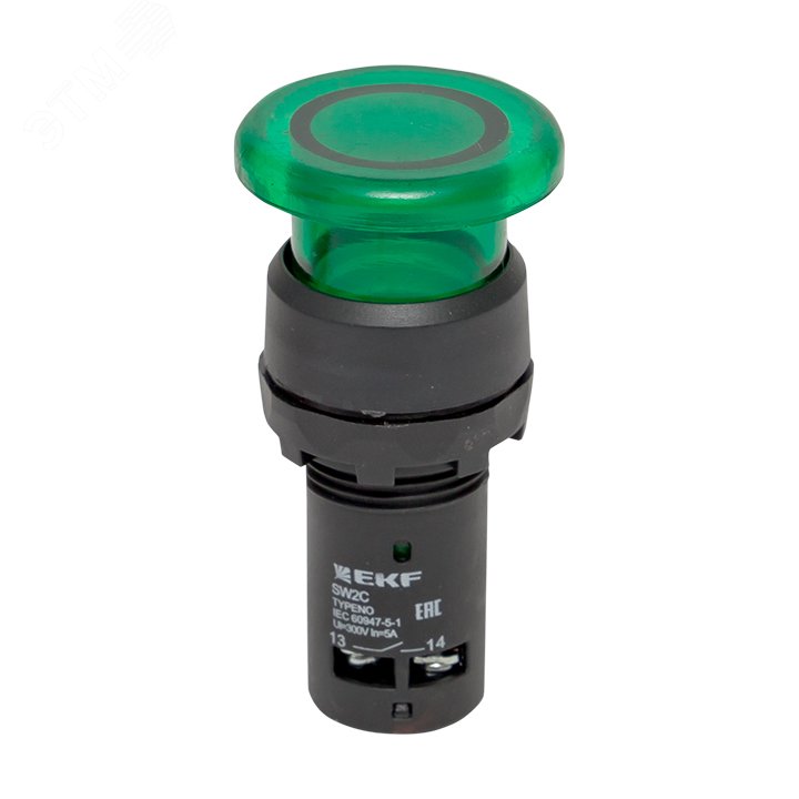 Кнопка SW2C-MD 'грибок' зеленая с подсветкой NO+NC 24В PROxima sw2c-md-gg-24 EKF - превью