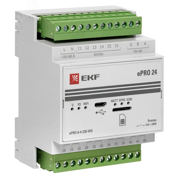 Контроллер базовый ePRO удаленного управления 6вх/4вых 230В WiFi GSM PROxima ePRO-6-4-230-WG EKF - превью 2